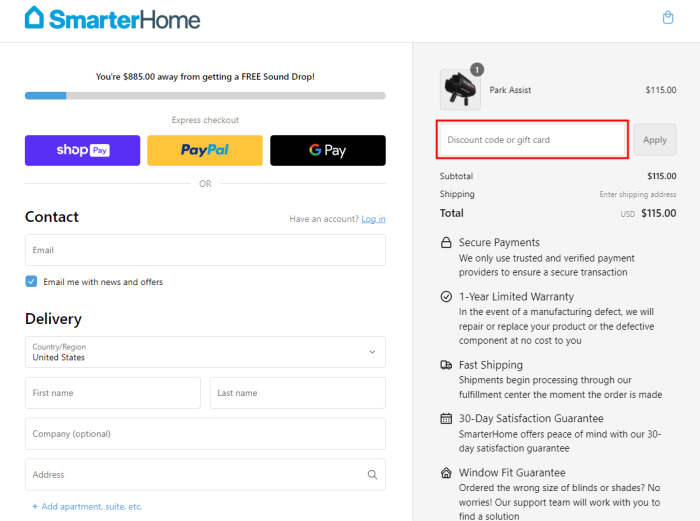 How to use SmarterHome promo code