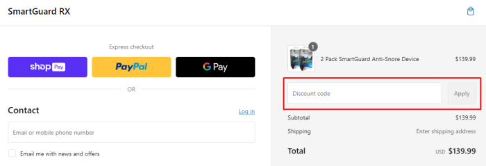 How to use SmartGuard RX promo code