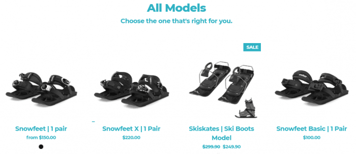 Snowfeet range of products 