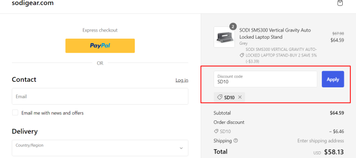 How to use SODI promo code