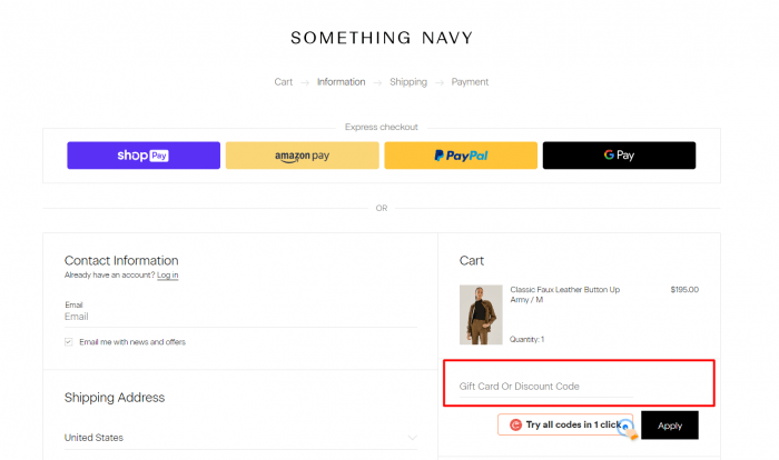 How to use Something Navy promo code