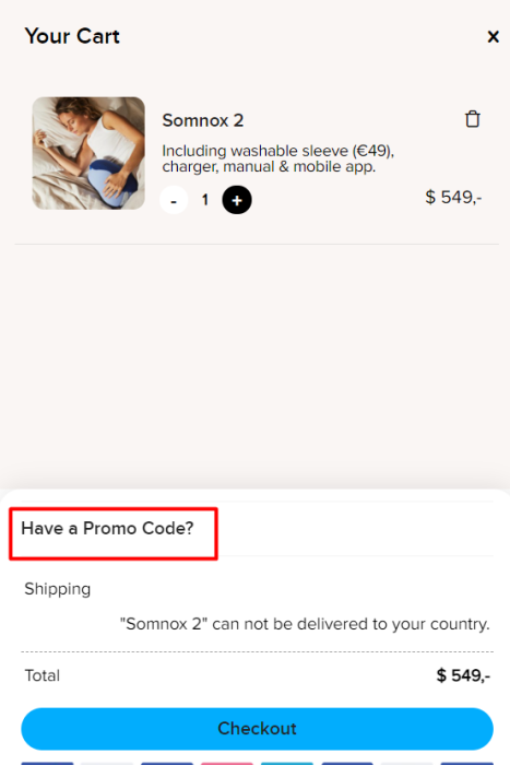 How to use Somnox promo code