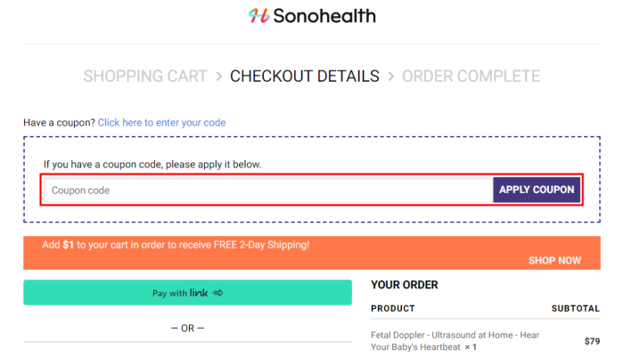 How to use SonoHealth promo code