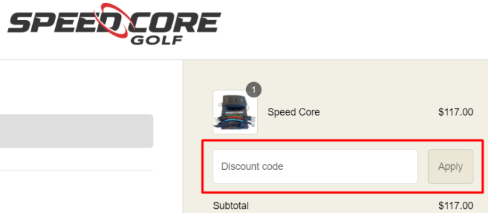How to use Speed Core Golf promo code