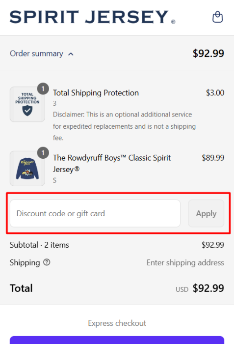 How to use Spirit Jersey promo code