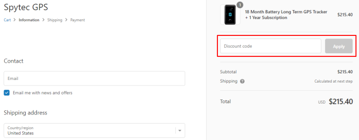 How to use Spytec GPS promo code