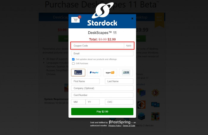 How to use Stardock promo code