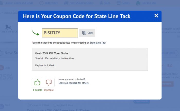 How to use a promotional code at State Line Tack