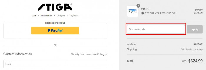 How to use STIGA promo code