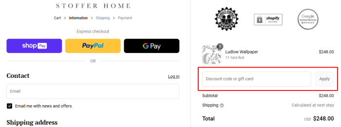 How to use Stoffer Home promo code