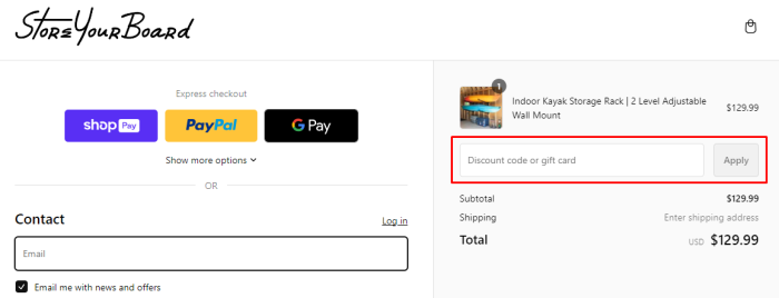 How to use StoreYourBoard promo code
