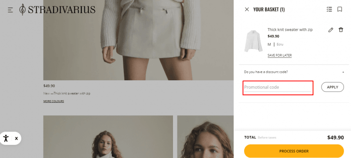 How to use Stradivarius promo code