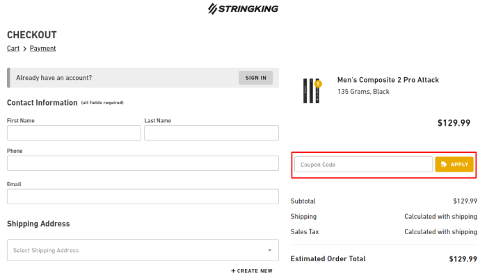 How to use Stringking promo code