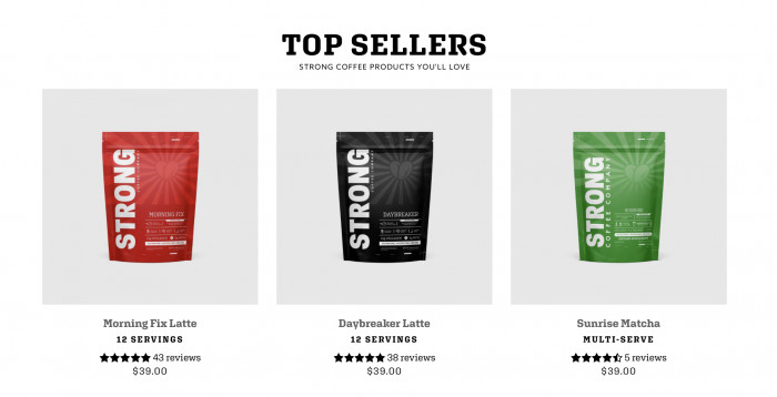 Strong Coffee Company range of products 