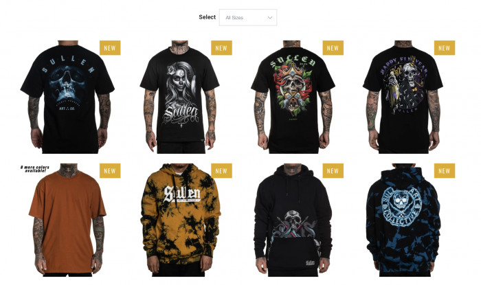 Sullen Clothing range of products 