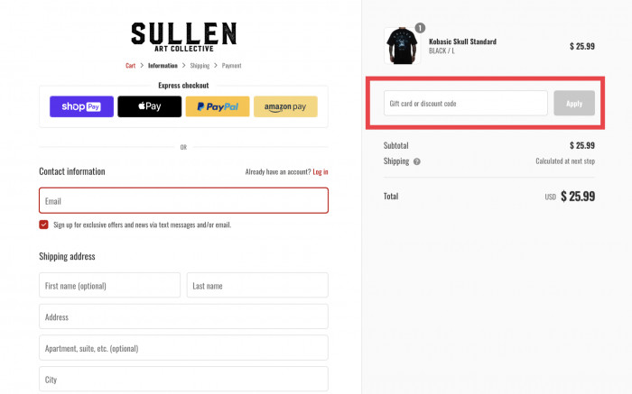 sullen clothing discount code