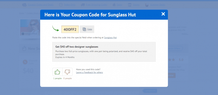 code promo sunglass hut