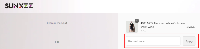 How to use SUNXZZ promo code