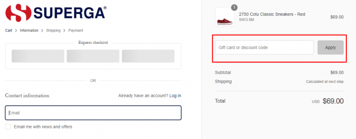 How to use Superga promo code