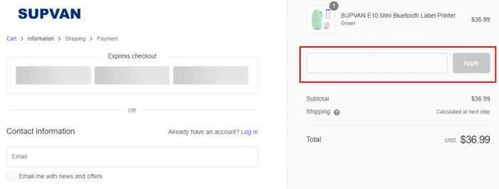How to use SUPVAN promo code