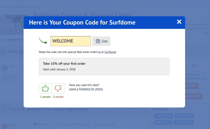 How to use a promotional code at Surfdome