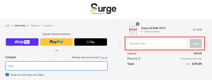 How to use Surge promo code