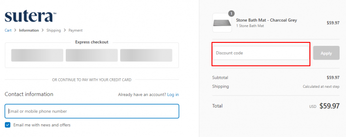 How to use Sutera promo code