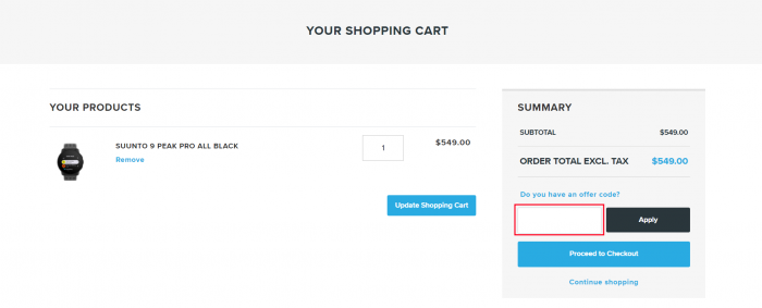 How to use Suunto promo code