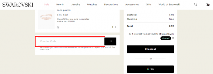 How to use Swarovski promo code