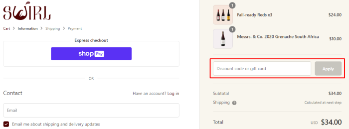 How to use Swirl promo code