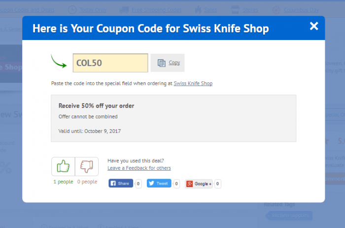 How to use a coupon code at Swiss Knife Shop