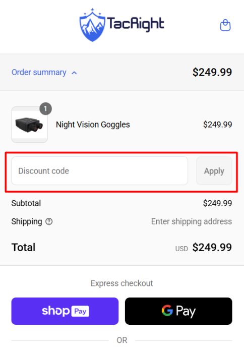 How to use TacRight promo code