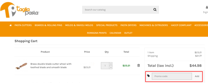How to use Tagliapasta promo code