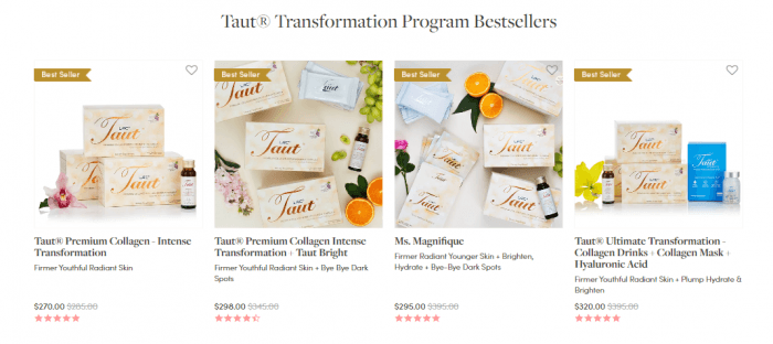 Taut Collagen range of products 