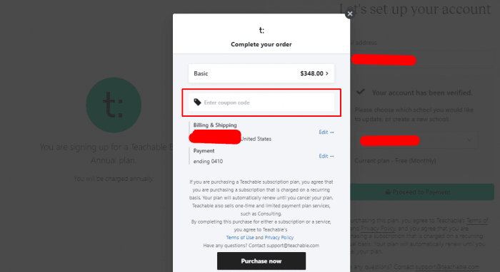 How to use Teachable promo code