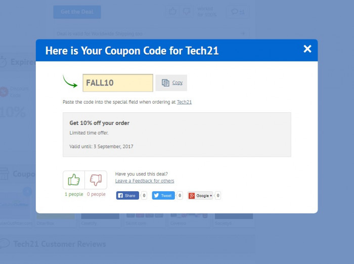 How to use a discount code at Tech21