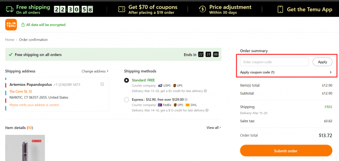 How to use Temu promo code