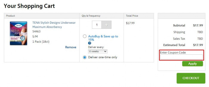 How to use TENA promo code