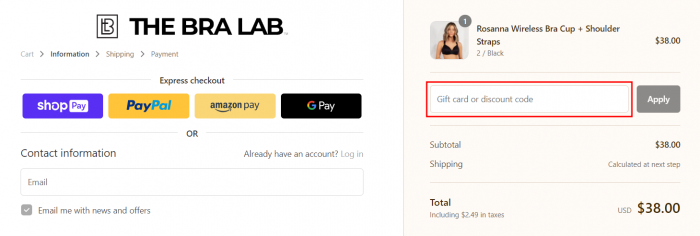 How to use The Bra Lab promo code
