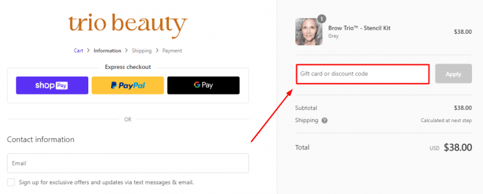How to use Trio Beauty promo code