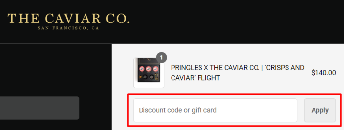 How to use THE CAVIAR CO. promo code