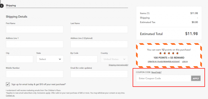 How to use The Children's Place promo code
