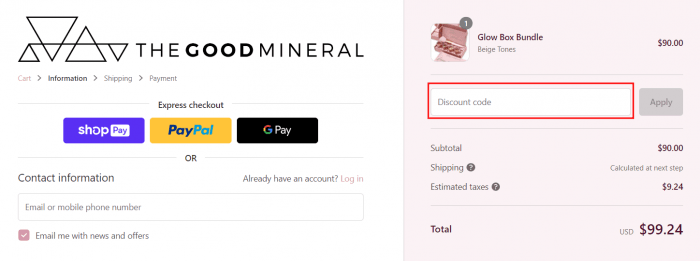 How to use The Good Mineral promo code