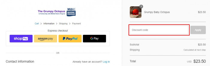 How to use The Grumpy Octopus promo code