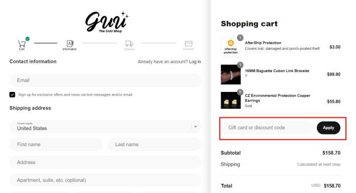 How to use The GUU Shop promo code