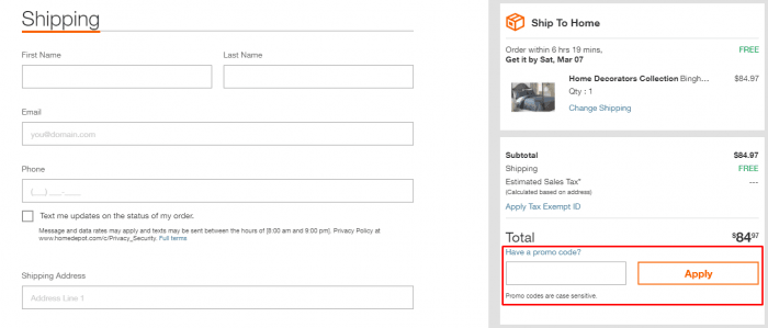 How to use The Home Depot promo code