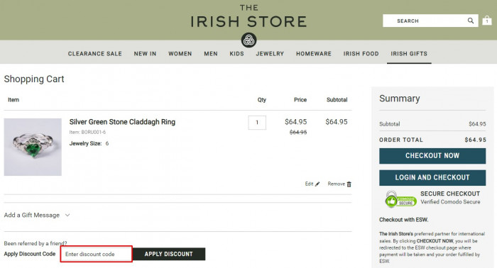 How to use The Irish Store promo code