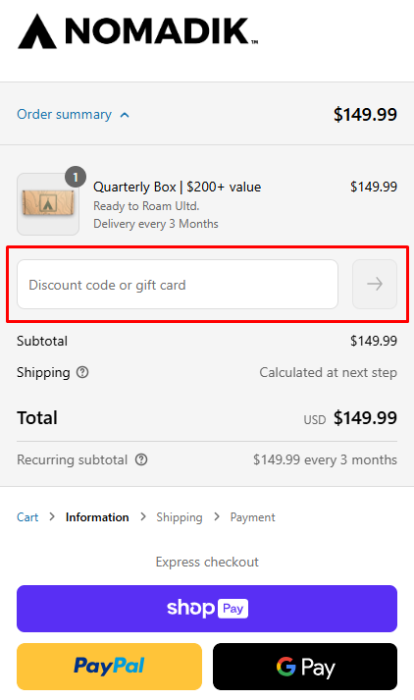 How to use The Nomadik promo code