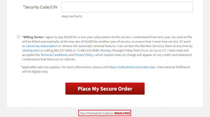 How to use The Oxford Club promo code