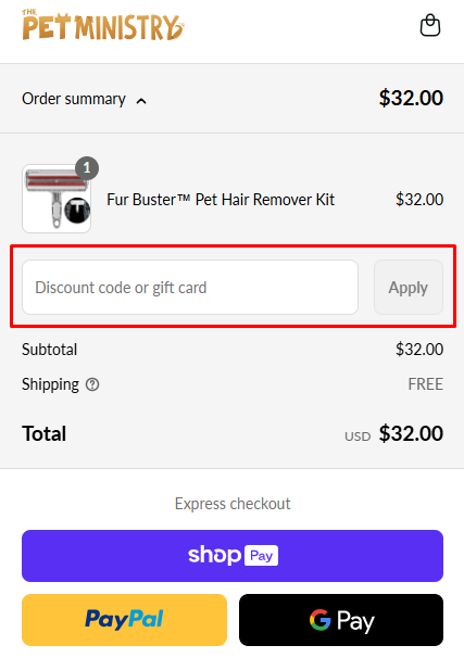 How to use The Pet Ministry promo code